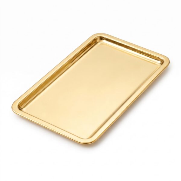 Altın sunum tepsisi 33x18 cm, gold kaplama paslanmaz çelik