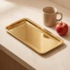 Altın sunum tepsisi 33x18 cm, gold kaplama paslanmaz çelik
