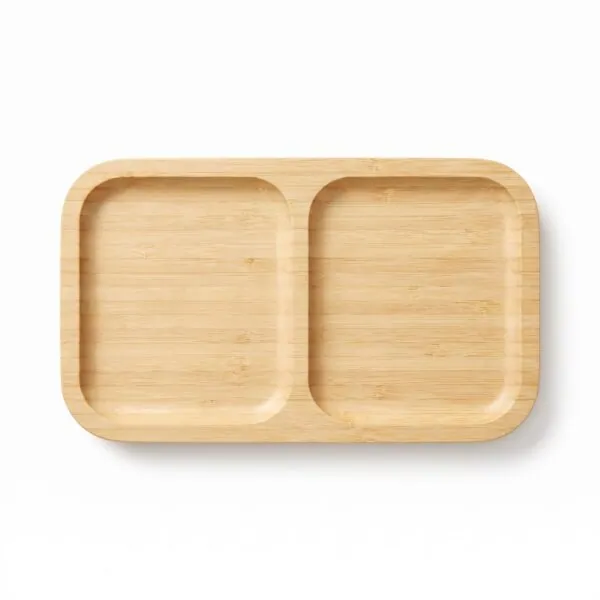 Bambu sunumluk 2 bölmeli 17x10 cm