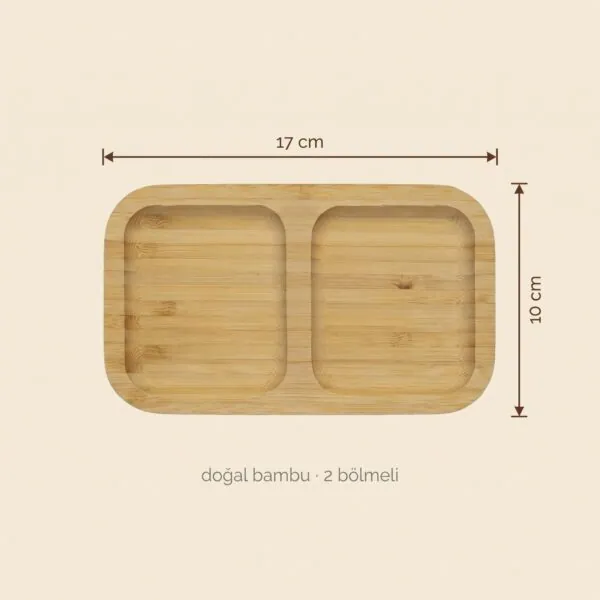 Bambu sunumluk 2 bölmeli 17x10 cm