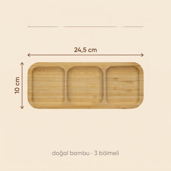 Bambu sunumluk 3 bölmeli 24,5x10 cm