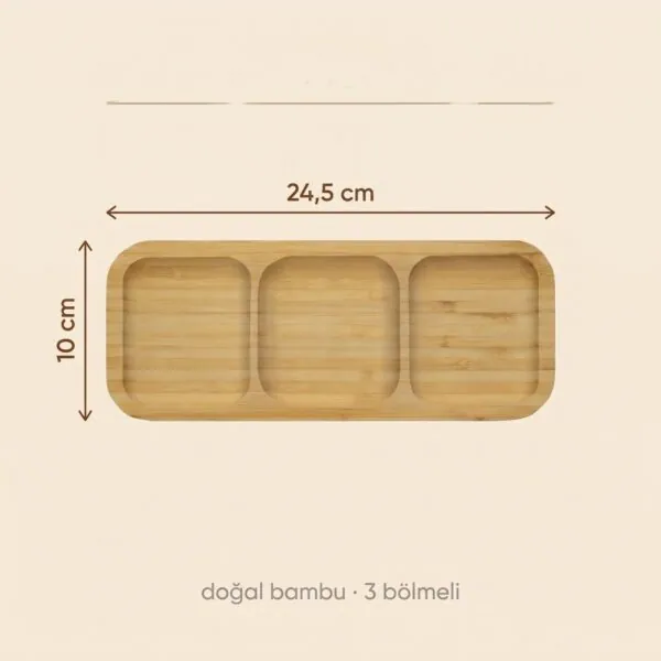 Bambu sunumluk 3 bölmeli 24,5x10 cm