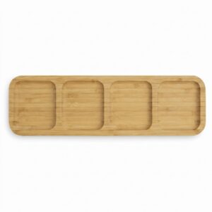 Bambu 4 bölmeli sunumluk 33x10 cm, beyaz zemin