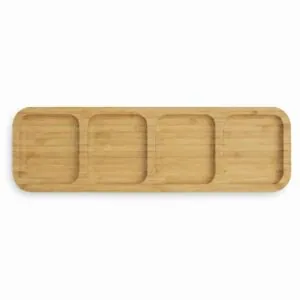 Bambu 4 bölmeli sunumluk 33x10 cm, beyaz zemin