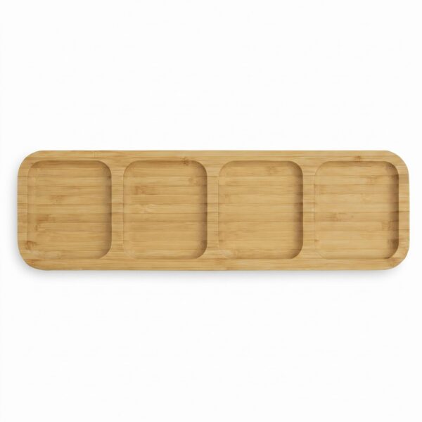 Bambu 4 bölmeli sunumluk 33x10 cm, beyaz zemin