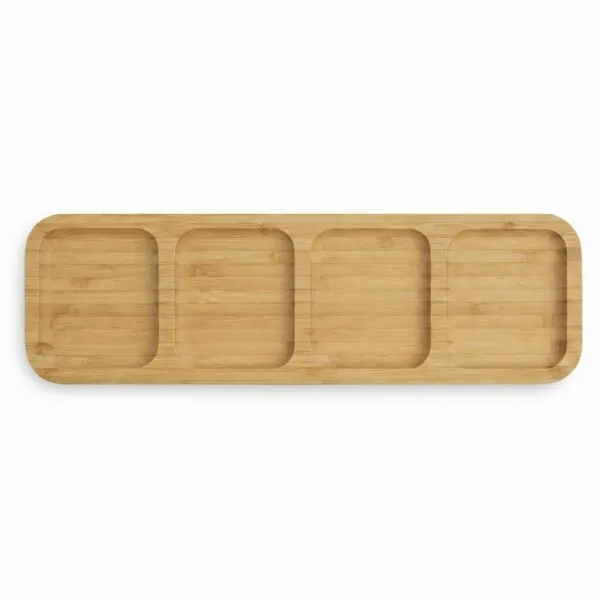 Bambu 4 bölmeli sunumluk 33x10 cm, beyaz zemin
