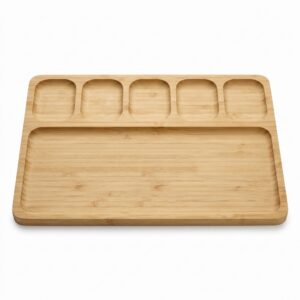Bambu 6 bölmeli kahvaltı tabağı 23x32 cm, beyaz zemin