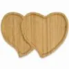 Toprak Bambu Çift Kalp Kahvaltı Tabağı 28×19 cm