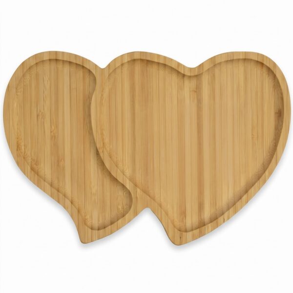 Bambu çift kalp kahvaltı tabağı 28x19 cm