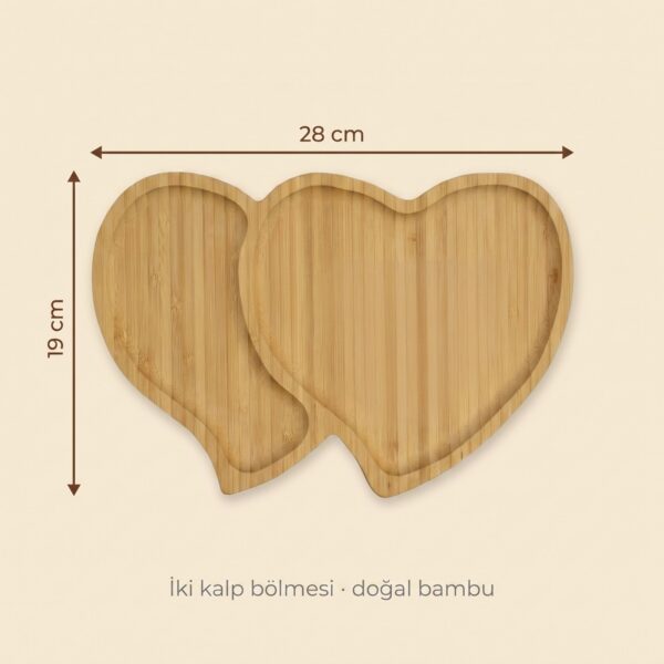 Bambu çift kalp kahvaltı tabağı 28x19 cm