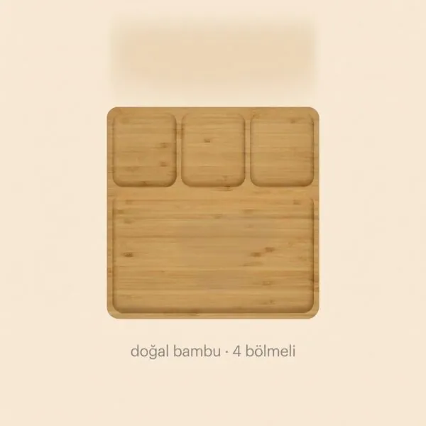 Bambu 4 bölmeli kahvaltı tabağı
