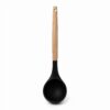 Bambu saplı siyah silikon kepçe 32 cm