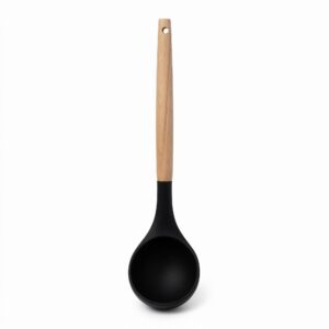 Bambu saplı siyah silikon kepçe 32 cm