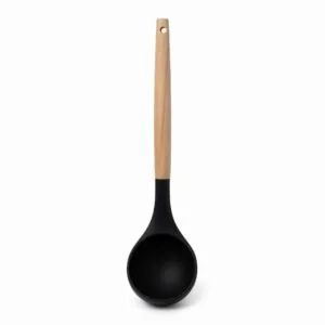Bambu saplı siyah silikon kepçe 32 cm