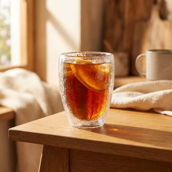 Buzlu dokulu çift cidarlı cam bardak 300 ml