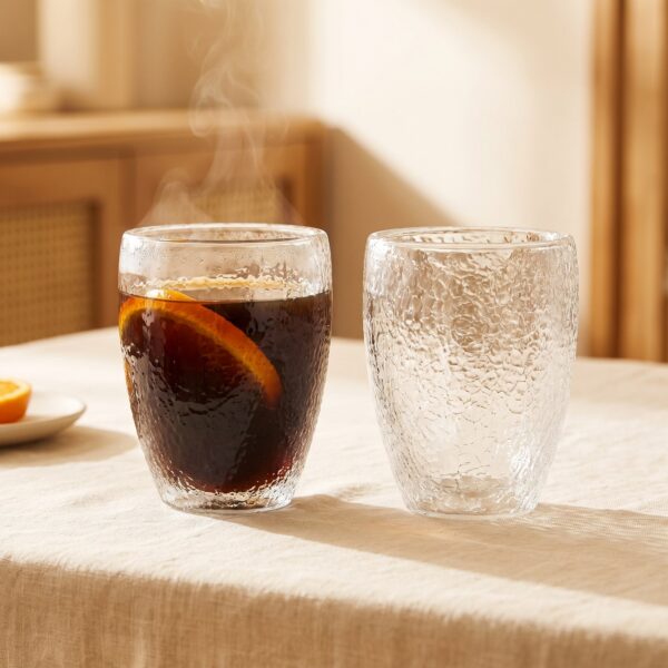 Buzlu dokulu çift cidarlı cam bardak 300 ml