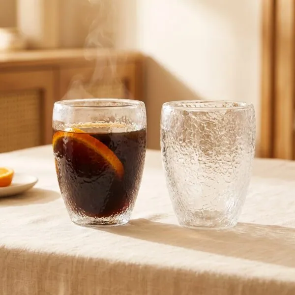 Buzlu dokulu çift cidarlı cam bardak 300 ml