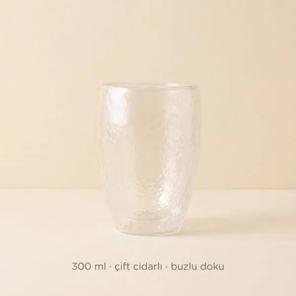 Buzlu dokulu çift cidarlı cam bardak 300 ml