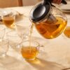 Cam çay demliği 1100 ml, çıkarılabilir çelik süzgeçli