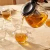 Cam çay demliği 1100 ml, çıkarılabilir çelik süzgeçli