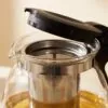 Çelik süzgeçli cam çay demliği 1100 ml