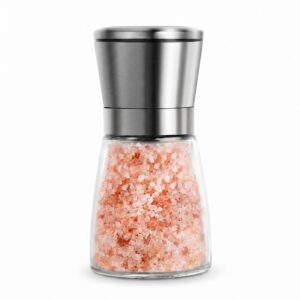 Cam gövdeli metal kapaklı baharat değirmeni 13 cm