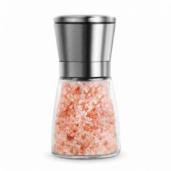 Cam gövdeli metal kapaklı baharat değirmeni 13 cm