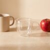 Çift cidarlı cam fincan 250 ml cam kulplu