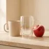Çift cidarlı cam kupa 400 ml cam kulplu