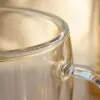 Çift cidarlı cam kupa 400 ml cam kulplu