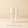 Çift cidarlı cam kupa 400 ml cam kulplu