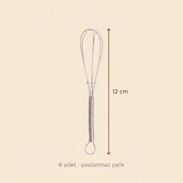 Çırpıcı çay karıştırıcı 6'lı 12 cm paslanmaz çelik