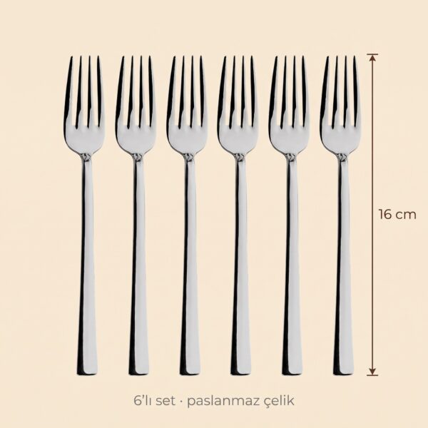 Tatlı çatalı: 16 cm, 6'lı set, paslanmaz çelik