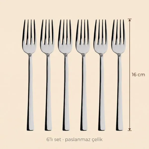 Tatlı çatalı: 16 cm, 6'lı set, paslanmaz çelik