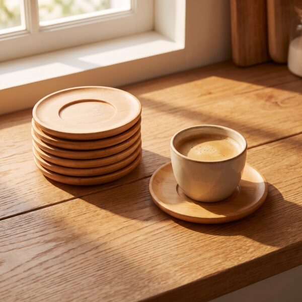 Bambu fincan altlığı 6'lı 10 cm