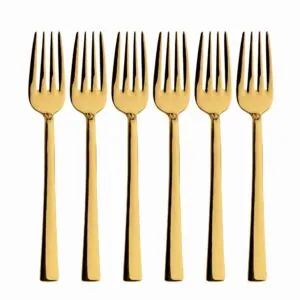 Gold kaplama çubuk model tatlı çatalı 6'lı 16 cm