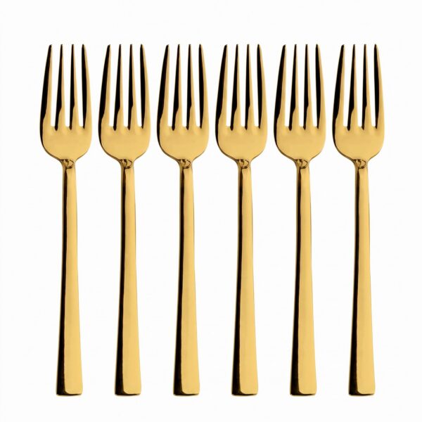 Gold kaplama çubuk model tatlı çatalı 6'lı 16 cm