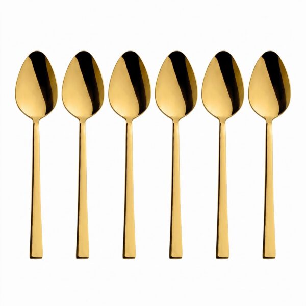 Gold kaplama çubuk model tatlı kaşığı 6'lı 16 cm