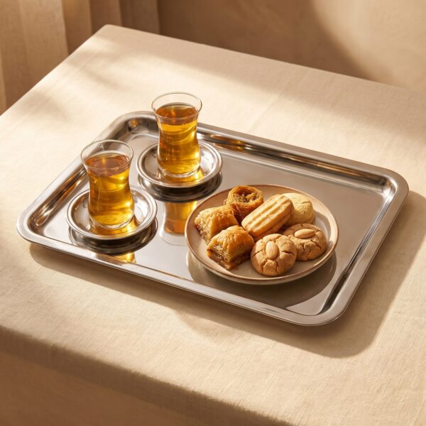 Gümüş Çağ sunum tepsisi 33×18 cm – çay servisi