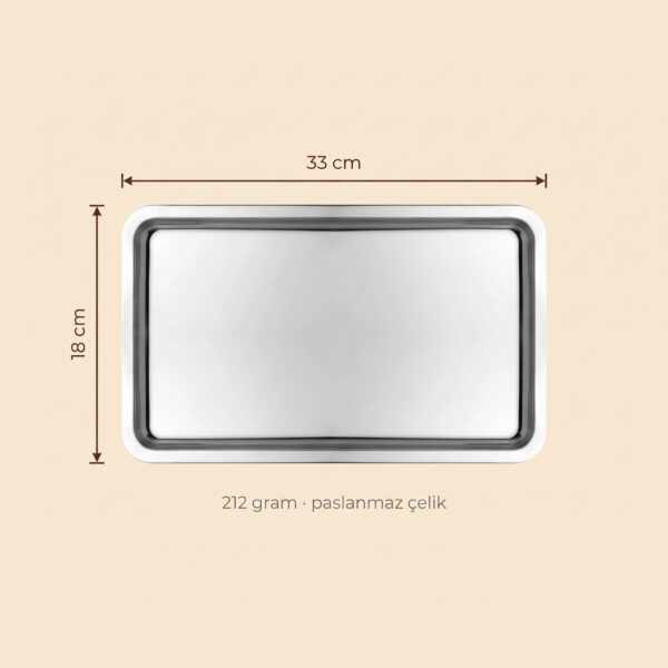 Gümüş Çağ sunum tepsisi 33×18 cm – ölçüler