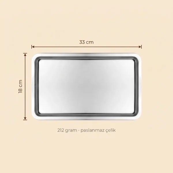 Gümüş Çağ sunum tepsisi 33×18 cm – ölçüler