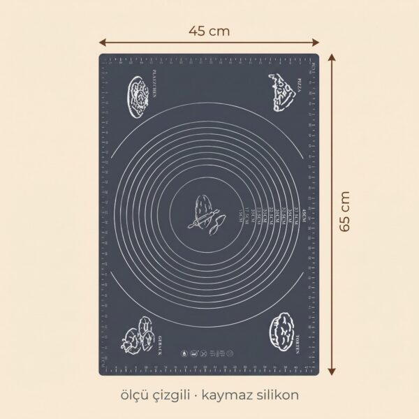 Ölçülü hamur açma matı 45×65 cm – ölçüler