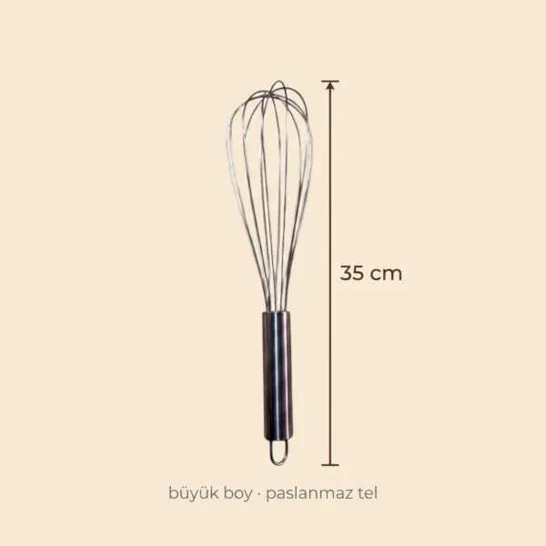 Metal çırpıcı 35 cm büyük boy, paslanmaz tel