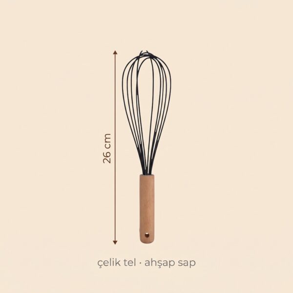 Ahşap saplı metal çırpıcı 26 cm