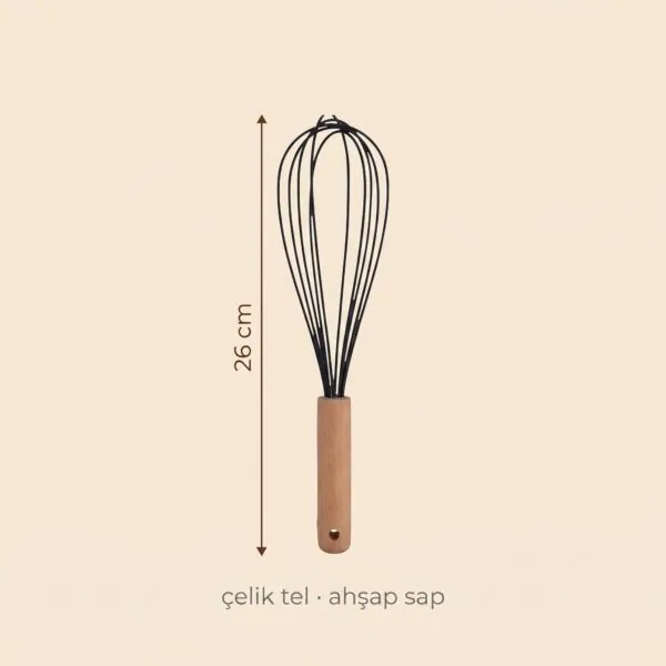 Ahşap saplı metal çırpıcı 26 cm