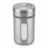 Cam pencereli metal yuvarlak tuzluk 5x8 cm, delikli kapak, beyaz zemin