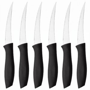 Siyah saplı tırtıklı meyve bıçağı 6'lı 22 cm