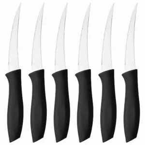 Siyah saplı tırtıklı meyve bıçağı 6'lı 22 cm