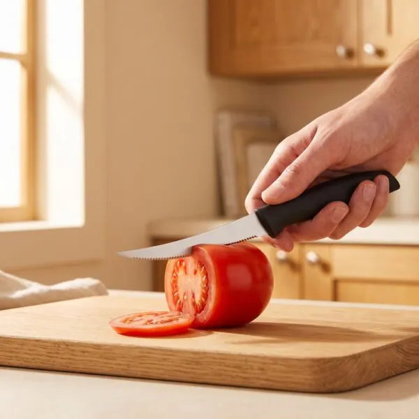 Siyah saplı tırtıklı meyve bıçağı 6'lı 22 cm
