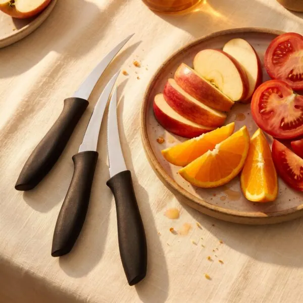 Siyah saplı tırtıklı meyve bıçağı 6'lı 22 cm